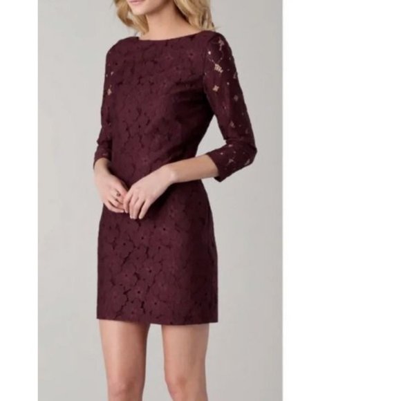 DVF Dress 8 Plum Sarita Flower Stretch Lace Career Church - Picture 7 of 13